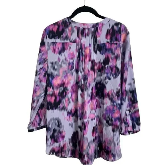 NYDJ Not Your Daughters Jeans Shirt Women's size S Gray Pink Black Blouse - Picture 3 of 6